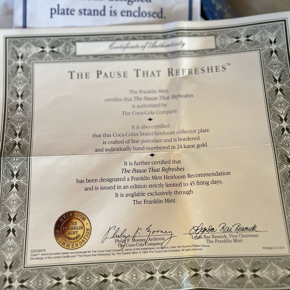 🎄XMAS DISCOUNTED🎄 Franklin Mint porcelain 24k gold rim plate Coca Cola Santa - Picture 5 of 5